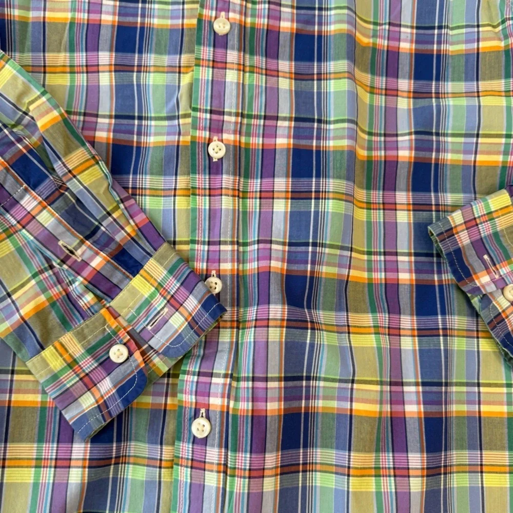Ralph Lauren Multicolor purple blue yellow Plaid Shirt size large 14-16